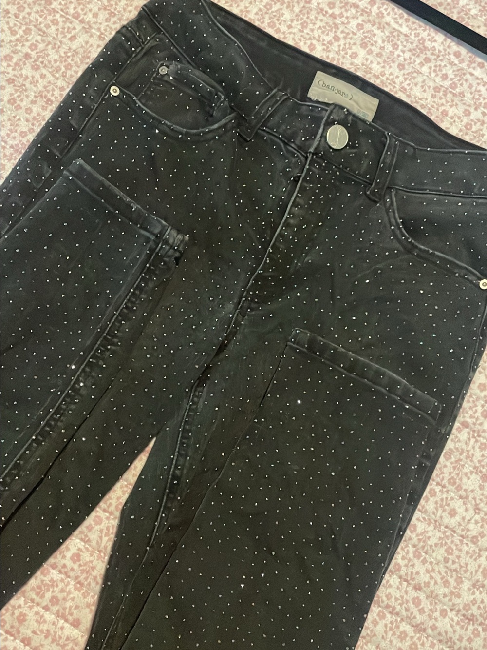 Charter Club Black Skinny Jeans with Silver Studs